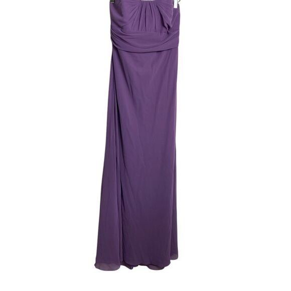 Elegant David’s Bridal long strapless dress /gown chiffon flowing purple - Picture 2 of 12